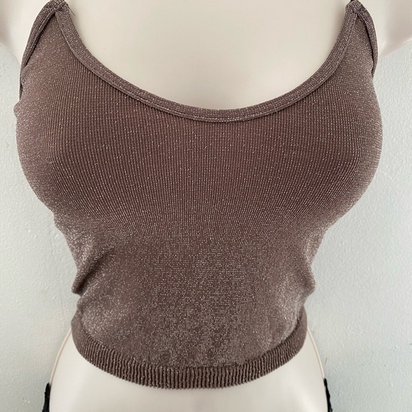 Free People Chocolate Brown shimmer  Knit Top - Picture 4 of 6